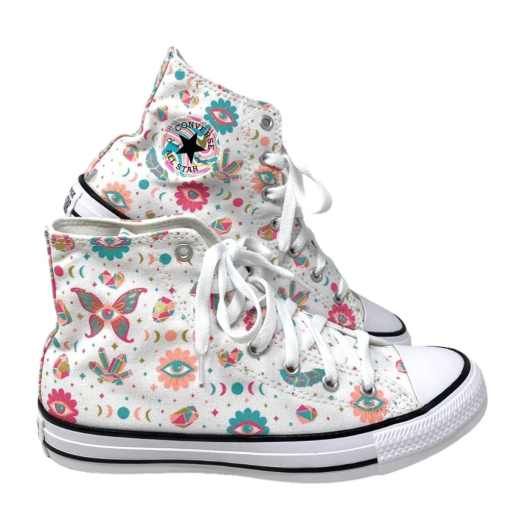 Converse Chuck Taylor High White Pink Women's Kids Canvas Size Sneakers A00925F